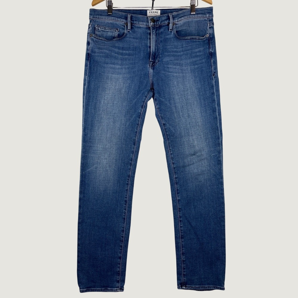 Frame L'Homme Slim Fit Jeans Mens 36 Medium Wash Blue Denim Pants Stretch